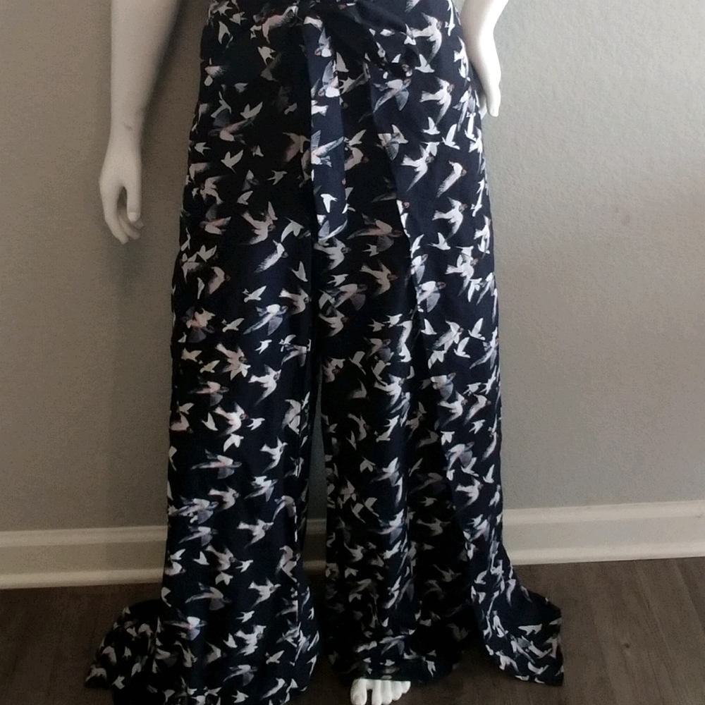 Dove printed wide leg pants